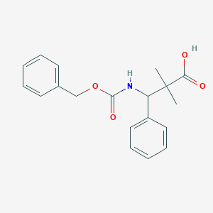 molecular formula C19H21NO4 B13301449 3-{[(Benzyloxy)carbonyl]amino}-2,2-dimethyl-3-phenylpropanoic acid 