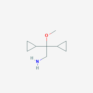 molecular formula C9H17NO B13301470 2,2-Dicyclopropyl-2-methoxyethan-1-amine 