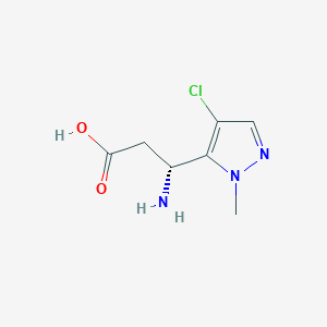 molecular formula C7H10ClN3O2 B13301544 (3R)-3-Amino-3-(4-chloro-1-methyl-1H-pyrazol-5-yl)propanoic acid 