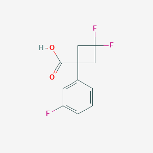 molecular formula C11H9F3O2 B13301617 3,3-Difluoro-1-(3-fluorophenyl)cyclobutane-1-carboxylic acid 