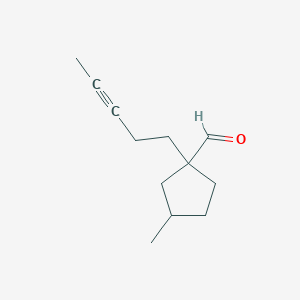 3-Methyl-1-(pent-3-yn-1-yl)cyclopentane-1-carbaldehyde