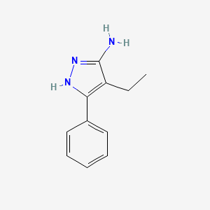 molecular formula C11H13N3 B13301749 4-Ethyl-3-phenyl-1H-pyrazol-5-amine 