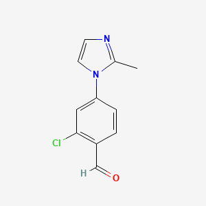 molecular formula C11H9ClN2O B13301764 2-Chloro-4-(2-methyl-1H-imidazol-1-yl)benzaldehyde 