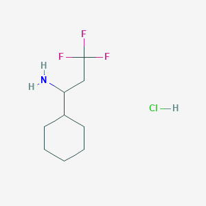 molecular formula C9H17ClF3N B13301870 1-Cyclohexyl-3,3,3-trifluoropropan-1-amine hydrochloride 