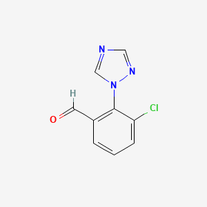 molecular formula C9H6ClN3O B13301939 3-Chloro-2-(1H-1,2,4-triazol-1-yl)benzaldehyde 