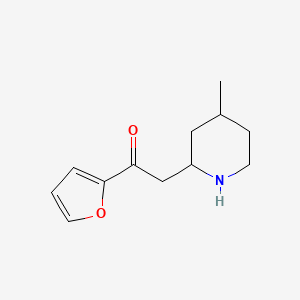 molecular formula C12H17NO2 B13301943 1-(Furan-2-yl)-2-(4-methylpiperidin-2-yl)ethan-1-one 