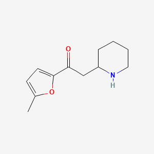 molecular formula C12H17NO2 B13301996 1-(5-Methylfuran-2-yl)-2-(piperidin-2-yl)ethan-1-one 