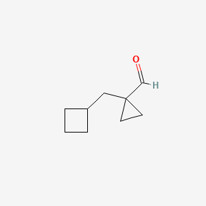 molecular formula C9H14O B13302007 1-(Cyclobutylmethyl)cyclopropane-1-carbaldehyde 