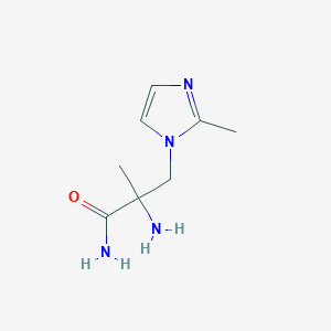 molecular formula C8H14N4O B13302102 2-Amino-2-methyl-3-(2-methyl-1H-imidazol-1-YL)propanamide 