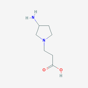 molecular formula C7H14N2O2 B13302162 3-(3-Aminopyrrolidin-1-yl)propanoic acid 