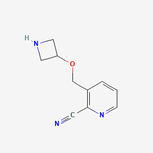 molecular formula C10H11N3O B13302195 3-[(Azetidin-3-yloxy)methyl]pyridine-2-carbonitrile 