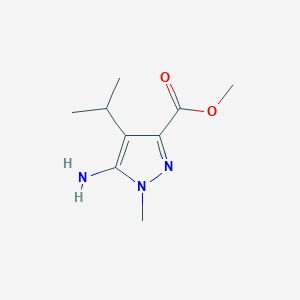 molecular formula C9H15N3O2 B13302220 Methyl 5-amino-1-methyl-4-(propan-2-yl)-1H-pyrazole-3-carboxylate 