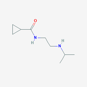 molecular formula C9H18N2O B13302221 N-{2-[(propan-2-yl)amino]ethyl}cyclopropanecarboxamide 