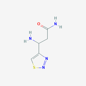 molecular formula C5H8N4OS B13302266 3-Amino-3-(1,2,3-thiadiazol-4-yl)propanamide 