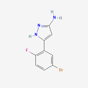 molecular formula C9H7BrFN3 B13302278 3-(5-Bromo-2-fluorophenyl)-1H-pyrazol-5-amine 