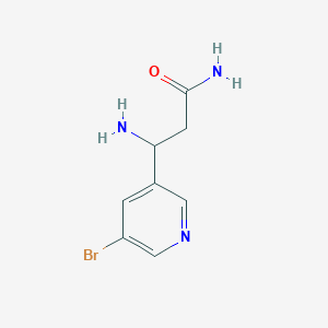 molecular formula C8H10BrN3O B13302326 3-Amino-3-(5-bromopyridin-3-yl)propanamide 