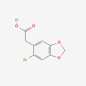 molecular formula C9H7BrO4 B1330237 (6-溴-1,3-苯并二氧杂环-5-基)乙酸 CAS No. 5470-14-4