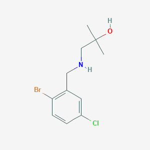 molecular formula C11H15BrClNO B13302373 1-{[(2-Bromo-5-chlorophenyl)methyl]amino}-2-methylpropan-2-ol 