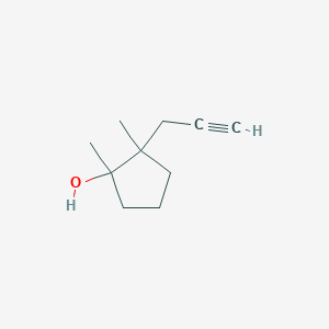 molecular formula C10H16O B13302379 1,2-Dimethyl-2-(prop-2-yn-1-yl)cyclopentan-1-ol 