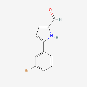 molecular formula C11H8BrNO B13302387 5-(3-Bromophenyl)-1H-pyrrole-2-carbaldehyde 