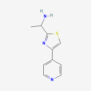 molecular formula C10H11N3S B13302397 1-[4-(Pyridin-4-yl)-1,3-thiazol-2-yl]ethan-1-amine 