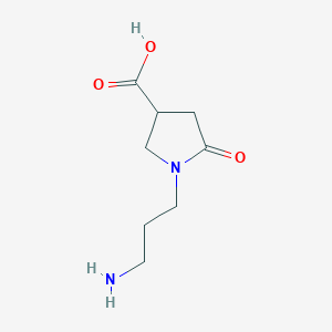 molecular formula C8H14N2O3 B13302400 1-(3-Aminopropyl)-5-oxopyrrolidine-3-carboxylic acid CAS No. 893750-77-1