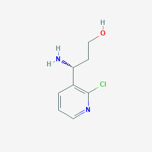 molecular formula C8H11ClN2O B13302412 (3R)-3-Amino-3-(2-chloro(3-pyridyl))propan-1-OL 