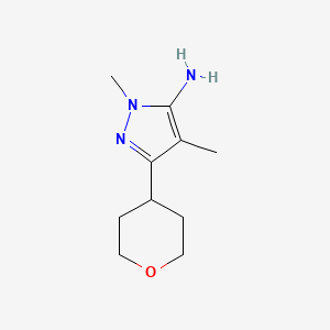 molecular formula C10H17N3O B13302425 1,4-dimethyl-3-(oxan-4-yl)-1H-pyrazol-5-amine 