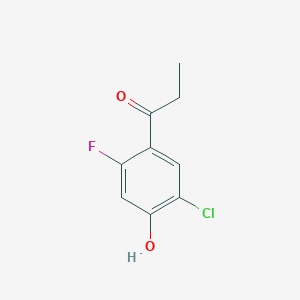 molecular formula C9H8ClFO2 B13302464 1-(5-Chloro-2-fluoro-4-hydroxyphenyl)propan-1-one 