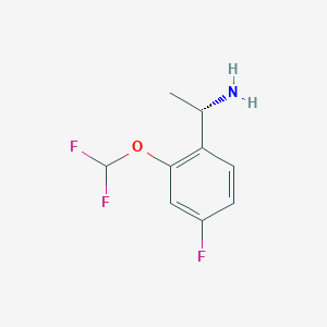 molecular formula C9H10F3NO B13302537 (1S)-1-[2-(difluoromethoxy)-4-fluorophenyl]ethan-1-amine 