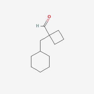 molecular formula C12H20O B13302566 1-(Cyclohexylmethyl)cyclobutane-1-carbaldehyde 