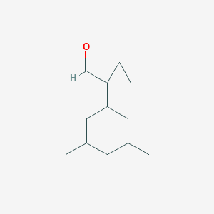 molecular formula C12H20O B13302573 1-(3,5-Dimethylcyclohexyl)cyclopropane-1-carbaldehyde 