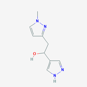 molecular formula C9H12N4O B13302577 2-(1-Methyl-1H-pyrazol-3-yl)-1-(1H-pyrazol-4-yl)ethan-1-ol 