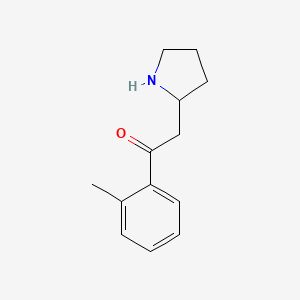 molecular formula C13H17NO B13302588 1-(2-Methylphenyl)-2-(pyrrolidin-2-YL)ethan-1-one 