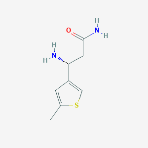 molecular formula C8H12N2OS B13302612 (3R)-3-Amino-3-(5-methylthiophen-3-yl)propanamide 