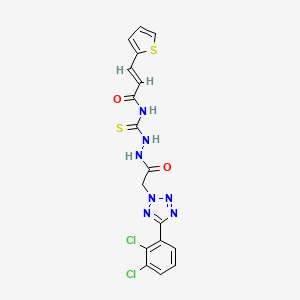 molecular formula C17H13Cl2N7O2S2 B13302648 N-(2-(2-(5-(2,3-Dichlorophenyl)-2H-tetrazol-2-yl)acetyl)hydrazinecarbonothioyl)-3-(thiophen-2-yl)acrylamide 