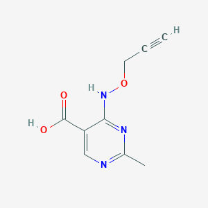 molecular formula C9H9N3O3 B13302673 2-Methyl-4-[(prop-2-yn-1-yloxy)amino]pyrimidine-5-carboxylic acid 