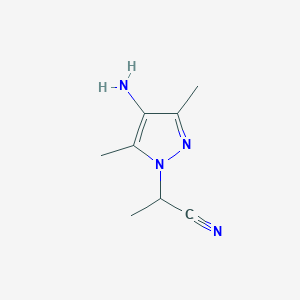 molecular formula C8H12N4 B13302685 2-(4-amino-3,5-dimethyl-1H-pyrazol-1-yl)propanenitrile 