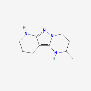 molecular formula C10H16N4 B13302689 4-Methyl-3,7,8,10-tetraazatricyclo[7.4.0.0,2,7]trideca-1,8-diene 