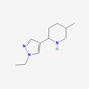 molecular formula C11H19N3 B13302716 2-(1-ethyl-1H-pyrazol-4-yl)-5-methylpiperidine 