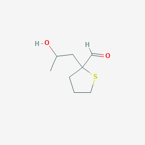 molecular formula C8H14O2S B13302890 2-(2-Hydroxypropyl)thiolane-2-carbaldehyde 