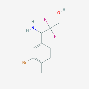 molecular formula C10H12BrF2NO B13302939 3-Amino-3-(3-bromo-4-methylphenyl)-2,2-difluoropropan-1-OL 