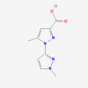 molecular formula C9H10N4O2 B13302958 5-Methyl-1-(1-methyl-1H-pyrazol-3-yl)-1H-pyrazole-3-carboxylic acid 