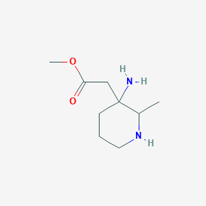 molecular formula C9H18N2O2 B13302991 Methyl 2-(3-amino-2-methylpiperidin-3-yl)acetate 