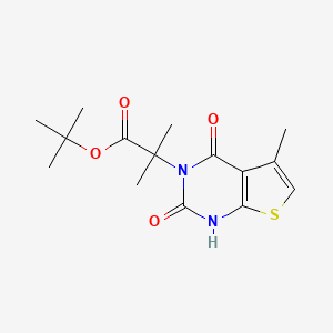 molecular formula C15H20N2O4S B13303042 Tert-butyl 2-methyl-2-(5-methyl-2,4-dioxo-1,4-dihydrothieno[2,3-d]pyrimidin-3(2h)-yl)propanoate 