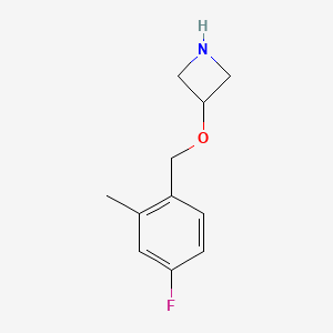 molecular formula C11H14FNO B13303053 3-[(4-Fluoro-2-methylbenzyl)oxy]azetidine 