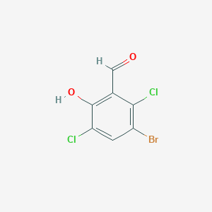 molecular formula C7H3BrCl2O2 B13303060 3-Bromo-2,5-dichloro-6-hydroxybenzaldehyde 