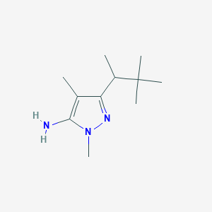 molecular formula C11H21N3 B13303111 3-(3,3-Dimethylbutan-2-yl)-1,4-dimethyl-1H-pyrazol-5-amine 