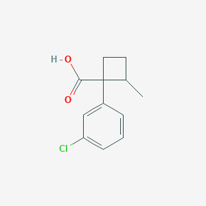 molecular formula C12H13ClO2 B13303129 1-(3-Chlorophenyl)-2-methylcyclobutane-1-carboxylic acid 