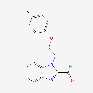 molecular formula C17H16N2O2 B13303144 1-[2-(4-methylphenoxy)ethyl]-1H-benzimidazole-2-carbaldehyde 